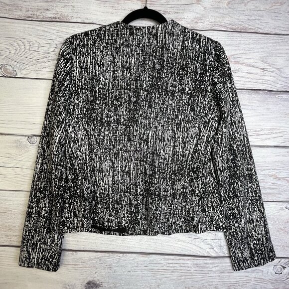 Alice Hope Womans Asymmetrical Zip Blazer Jacket Size Small Black White Pockets - Picture 2 of 13